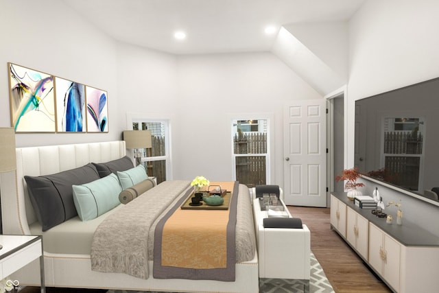 555 N Hamilton Ave, Indianapolis, IN 46201 - bedroom with a high ceiling, recessed lighting, and light wood-type flooring
