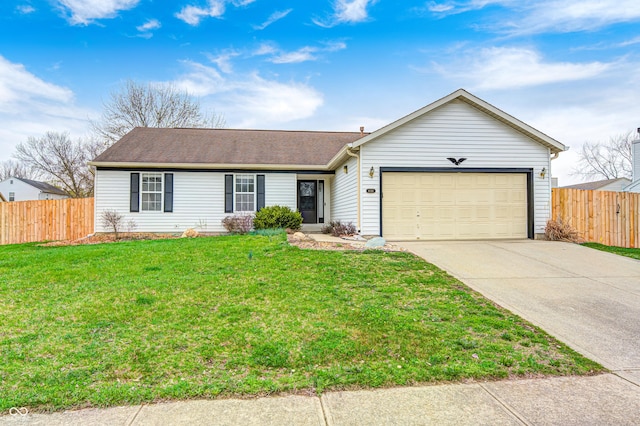 6036 Terrytown Pkwy, Indianapolis, IN 46254 - single story home with a front lawn, fence, an attached garage, and concrete driveway