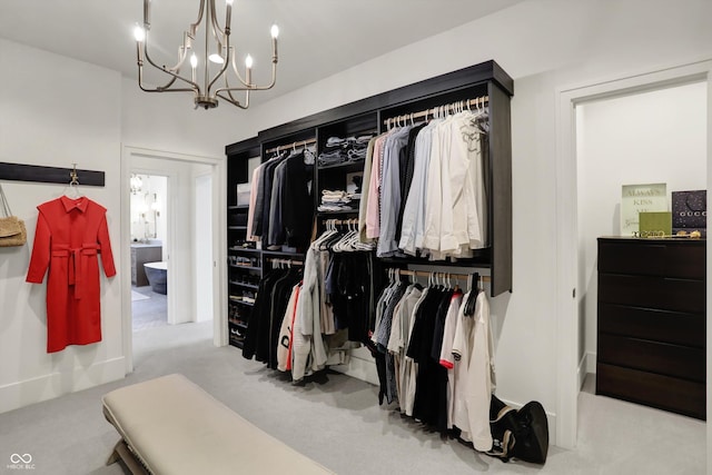 5130 Melbourne Pl, Zionsville, IN 46077 - walk in closet with carpet and a chandelier
