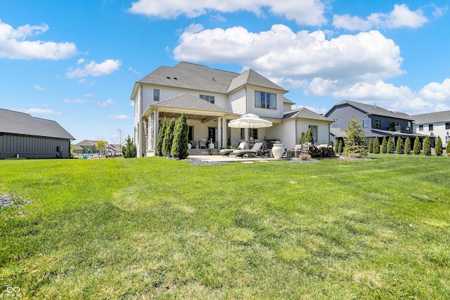 5130 Melbourne Pl, Zionsville, IN 46077 - back of house with a patio and a yard