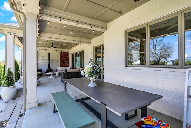 5130 Melbourne Pl, Zionsville, IN 46077 - view of patio / terrace with an outdoor hangout area and a ceiling fan