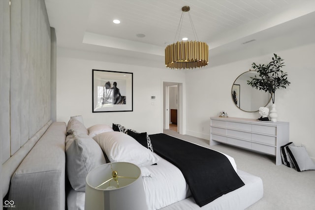 5130 Melbourne Pl, Zionsville, IN 46077 - bedroom with a raised ceiling, carpet floors, and recessed lighting