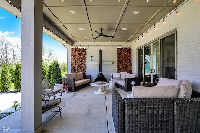 5130 Melbourne Pl, Zionsville, IN 46077 - view of patio with an outdoor hangout area and a ceiling fan