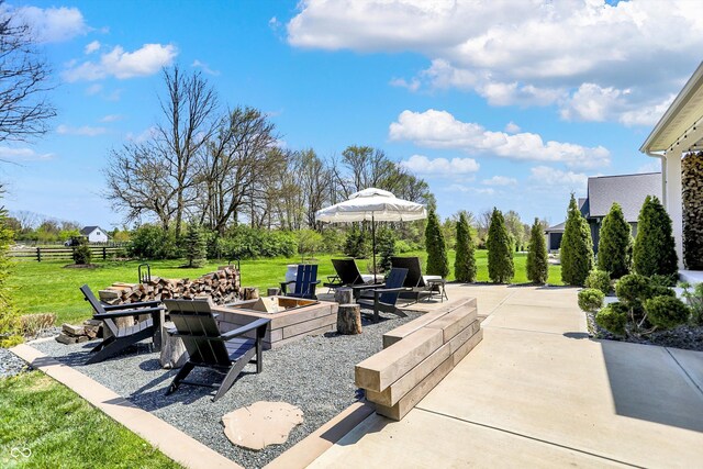 5130 Melbourne Pl, Zionsville, IN 46077 - view of patio featuring a fire pit