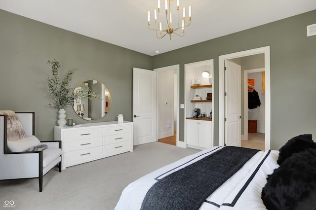 5130 Melbourne Pl, Zionsville, IN 46077 - bedroom with a chandelier and light carpet