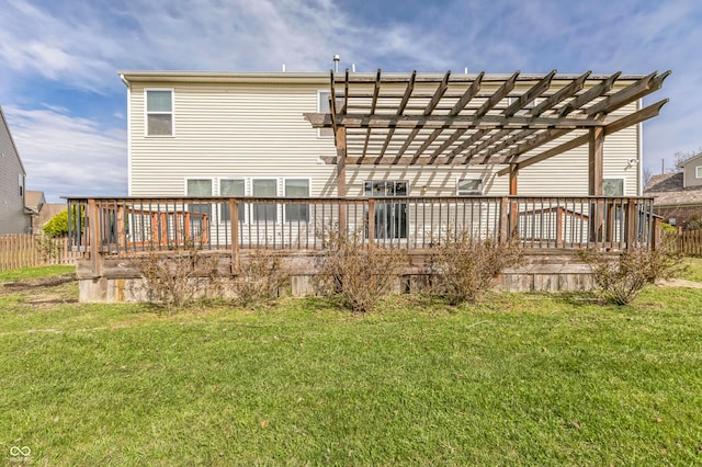 4747 Summit Lake Pl, Indianapolis, IN 46239 - back of house with a pergola, a wooden deck, and a yard