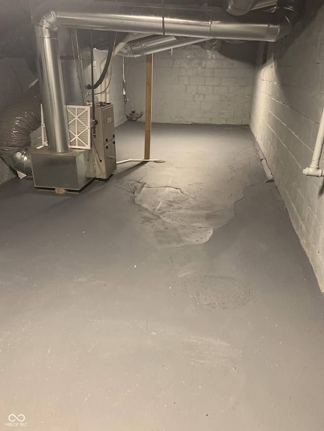 unfinished below grade area with heating unit