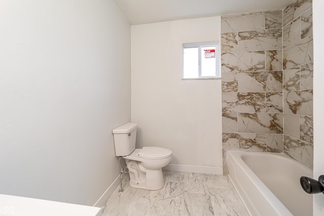 2134 Dawson St, Indianapolis, IN 46203 - full bath with baseboards, marble finish floor, and toilet
