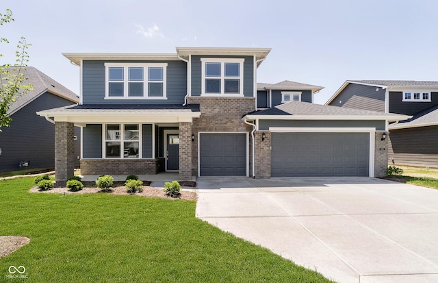 3241 Fawn Cir, Brownsburg, IN 46112 - prairie-style house featuring driveway, brick siding, and a front yard