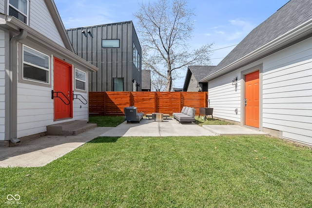 358 Terrace Ave, Indianapolis, IN 46225 - view of yard featuring a patio area, fence, and entry steps