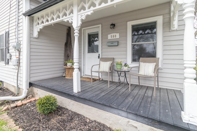 deck with a porch