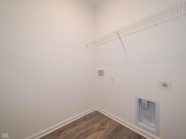 915 Saddlebrook Farms Blvd, Whiteland, IN 46184 - laundry area with electric dryer hookup, dark wood-style flooring, and hookup for a washing machine