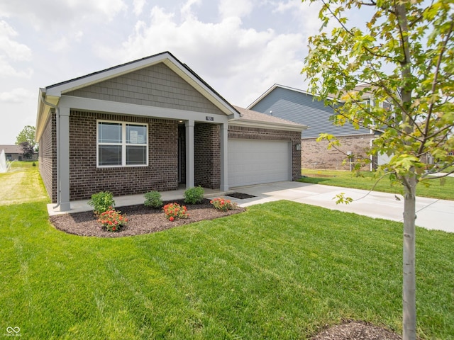 915 Saddlebrook Farms Blvd, Whiteland, IN 46184 - view of front of home with brick siding, an attached garage, driveway, a front yard, and a porch