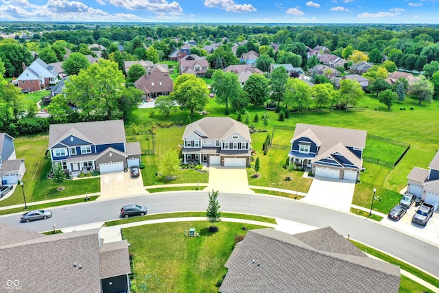drone / aerial view with a residential view