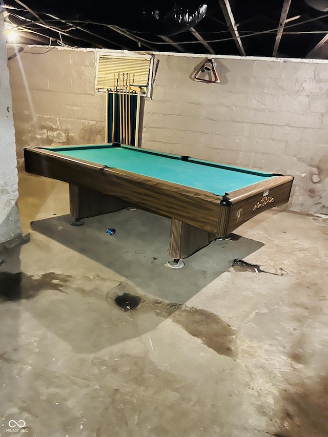 918 N Olney St, Indianapolis, IN 46201 - rec room with unfinished concrete flooring and pool table