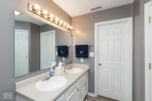 329 Dogwood Dr, Pendleton, IN 46064 - bathroom with double vanity and wood finished floors