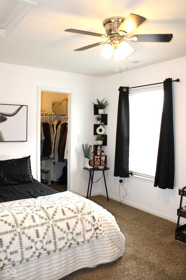 981 Redwood Dr, Franklin, IN 46131 - carpeted bedroom with a ceiling fan and a closet