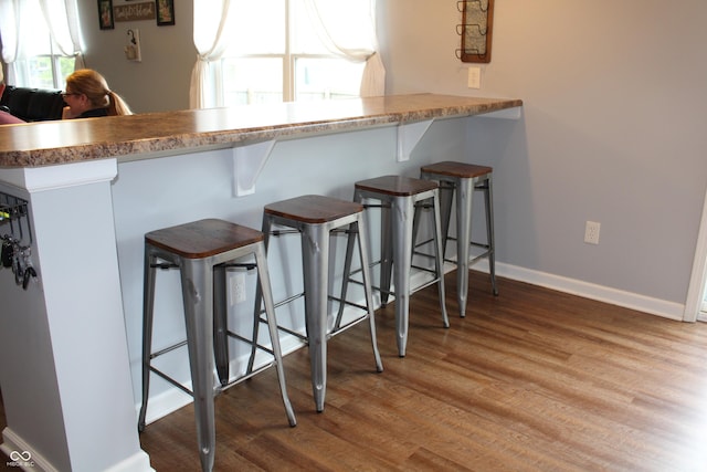 981 Redwood Dr, Franklin, IN 46131 - kitchen with wood finished floors and a kitchen breakfast bar