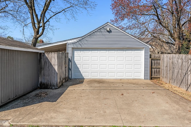 garage featuring fence