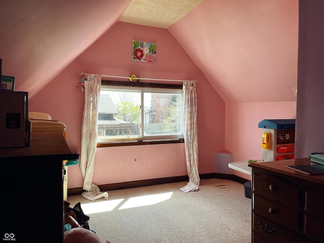 310 E Central Ave, Greensburg, IN 47240 - carpeted bedroom with lofted ceiling and baseboards
