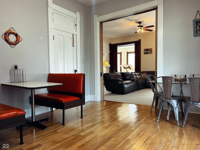310 E Central Ave, Greensburg, IN 47240 - dining room featuring light wood-type flooring and a ceiling fan