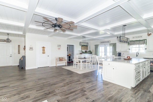 8267 W County Road 350 S, Shirley, IN 47384 - kitchen with white cabinets, ceiling fan, and light countertops