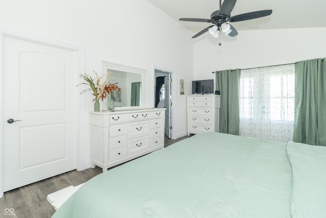 8267 W County Road 350 S, Shirley, IN 47384 - bedroom with lofted ceiling, ceiling fan, and wood finished floors