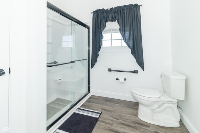 8267 W County Road 350 S, Shirley, IN 47384 - full bath featuring baseboards, toilet, a shower stall, and wood finished floors