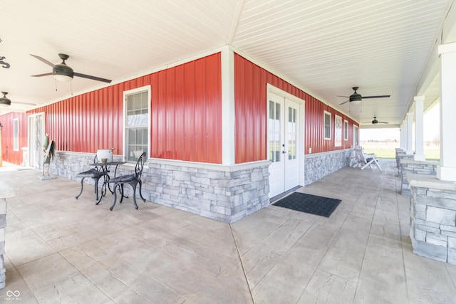 8267 W County Road 350 S, Shirley, IN 47384 - view of patio featuring french doors and ceiling fan