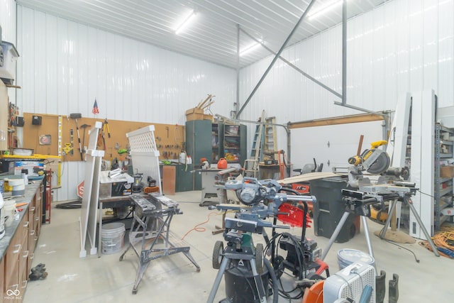 8267 W County Road 350 S, Shirley, IN 47384 - garage featuring a workshop area and metal wall