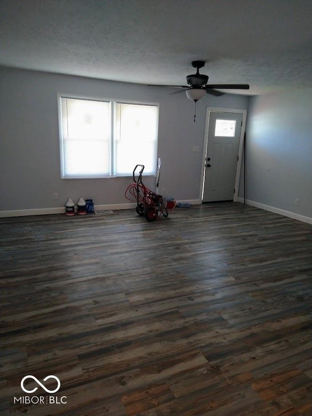 1447 Rebecca Ln, Franklin, IN 46131 - foyer entrance with dark wood-type flooring and ceiling fan