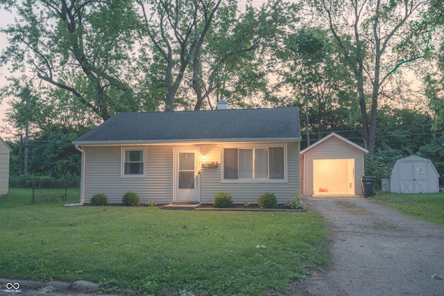 2612 Midlex Ct, Lafayette, IN 47904 - single story home featuring a shed, asphalt driveway, and a chimney