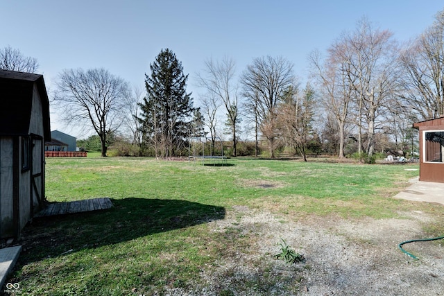 6047 W 56th St, Indianapolis, IN 46254 - view of yard featuring a trampoline