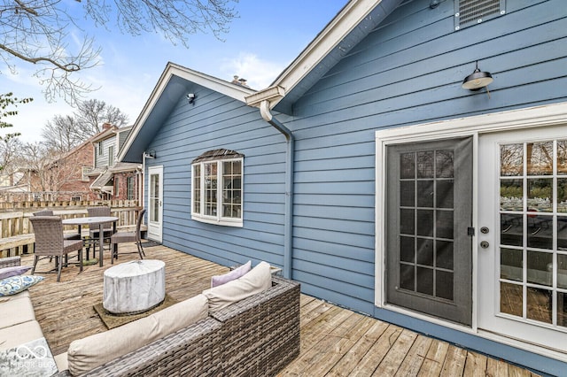 5028 Graceland Ave, Indianapolis, IN 46208 - wooden deck with outdoor dining area