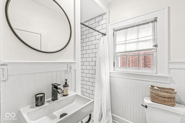 5028 Graceland Ave, Indianapolis, IN 46208 - full bath with toilet, wainscoting, and a sink