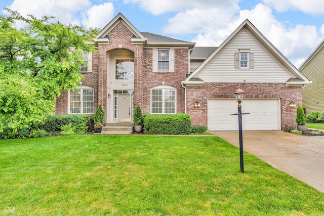 6071 Sugar Pine Dr, Avon, IN 46123 - view of front of property featuring concrete driveway, brick siding, and a front lawn
