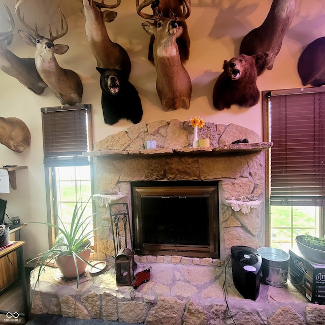 1024 Foltz St, Indianapolis, IN 46241 - interior details featuring a stone fireplace