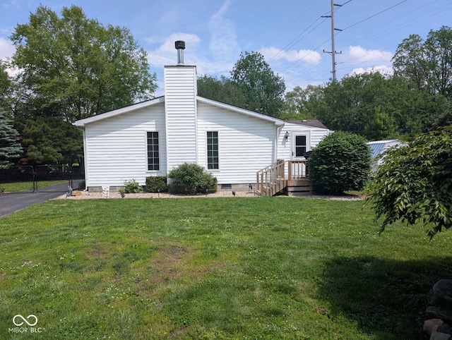 1024 Foltz St, Indianapolis, IN 46241 - rear view of house with crawl space and a chimney