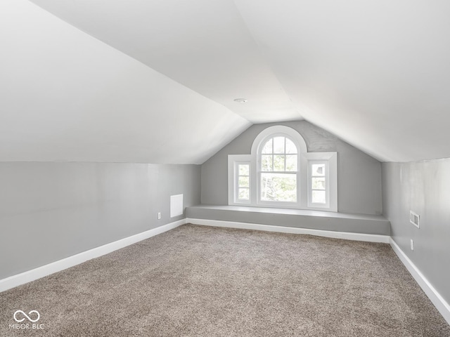 317 E 37th St, Indianapolis, IN 46205 - additional living space featuring baseboards, carpet floors, and lofted ceiling