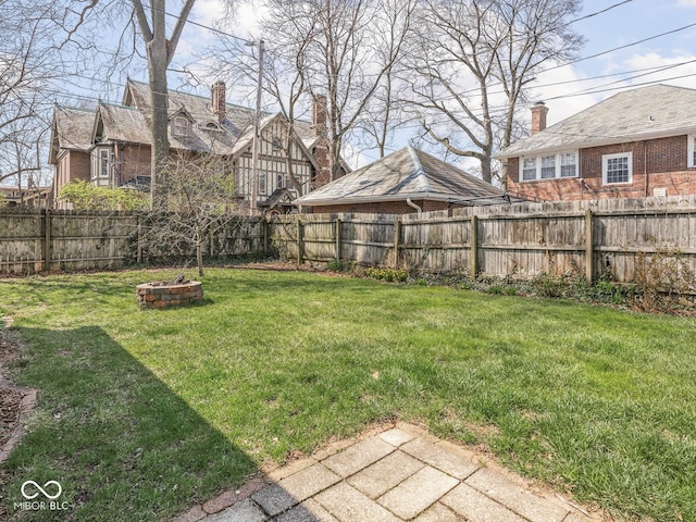 317 E 37th St, Indianapolis, IN 46205 - view of yard featuring a fire pit and a fenced backyard