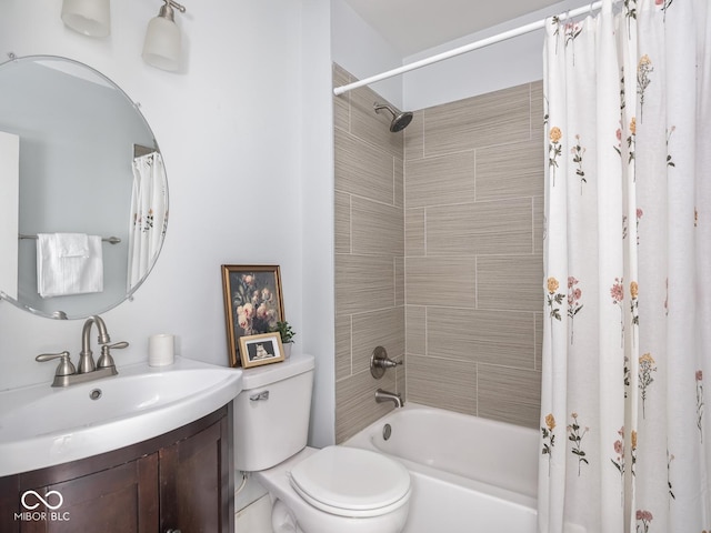317 E 37th St, Indianapolis, IN 46205 - bathroom featuring shower / bath combo, toilet, and vanity