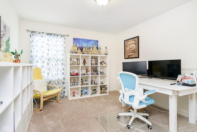 view of carpeted home office