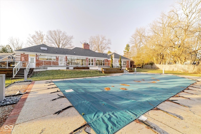1227 S Pickwick Pt, Bloomington, IN 47401 - view of pool featuring a patio area, a wooden deck, and fence