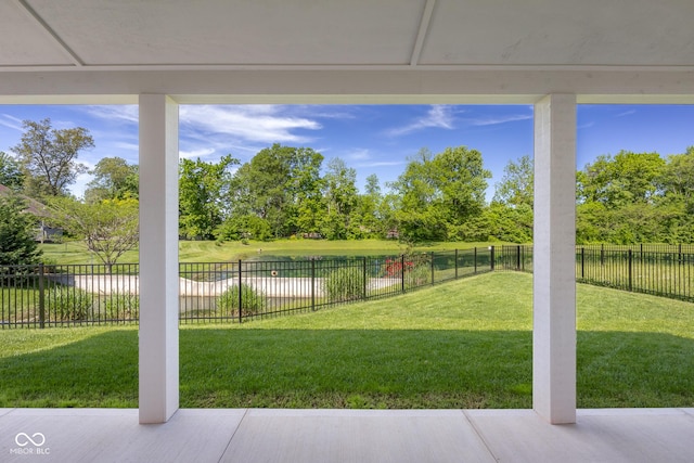 2736 Victory Dr, Columbus, IN 47203 - view of yard with view of scattered trees, a water view, and a patio
