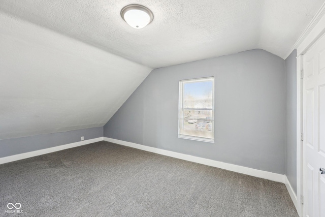 422 N Oxford St, Indianapolis, IN 46201 - bonus room with lofted ceiling, carpet flooring, baseboards, and a textured ceiling