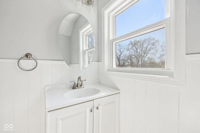 422 N Oxford St, Indianapolis, IN 46201 - bathroom with vanity and wainscoting