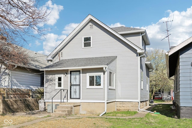 422 N Oxford St, Indianapolis, IN 46201 - rear view of property featuring roof with shingles