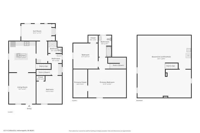 422 N Oxford St, Indianapolis, IN 46201 - property floor plan