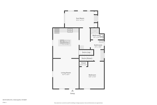 422 N Oxford St, Indianapolis, IN 46201 - floor plan / room layout