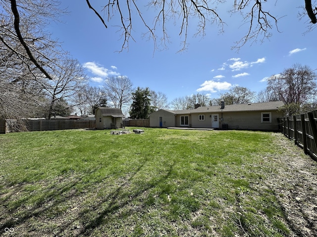 6672 E 225 S, Whitestown, IN 46075 - view of yard with a fenced backyard, a storage shed, and an outbuilding